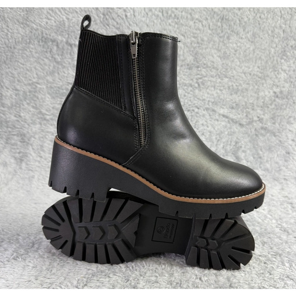 Blondo Damaris Ankle Boot Women's Lug Sole Booties Black Leather Waterproof 8.5 - Picture 6 of 7